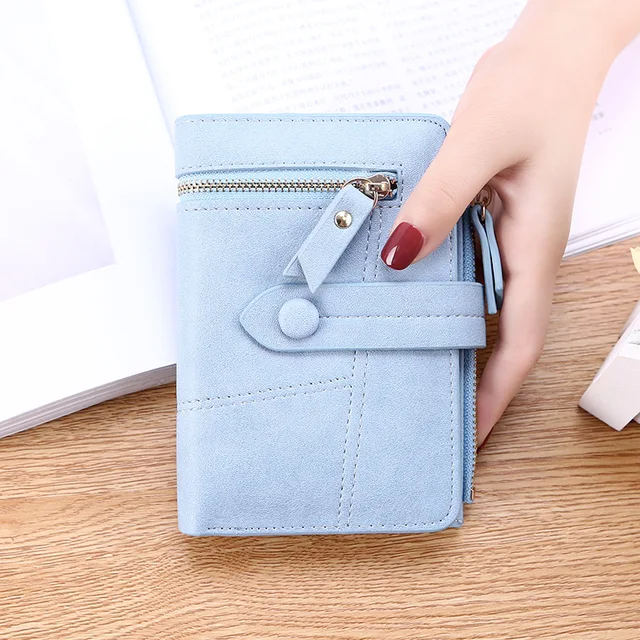 High Quality Women's Wallet Short Women Coin Purse Wallet Ladies Card Holder Small Hasp Money Bag Clutch Carteira кошелек D Blue