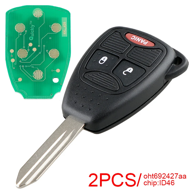 2pcs 2+1 Buttons Remote Car Key Fob ID46 Chip OHT692427AA KOBDT04A Keyless Entry Transmitter for Jeep Grand Cherokee Chrysler 1 2pcs kr55wk48903 315mhz 267t 5wk48903 auto keyless entry car remote key smart card for nissan altima armada maxima versa sedan