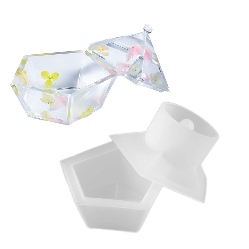 

1 Set Pentagon Shape Storage Box Silicone Molds Jewelry Boxes UV Epoxy Resin Mold For DIY Jewelry Making Decor Tools Supplies