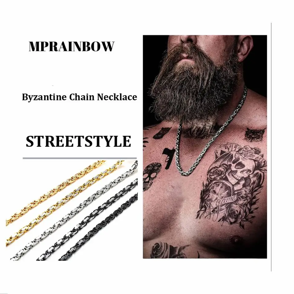 ビザンチンチェーン　バリ　デザインネックレス 男性用バリビザンチンチェーンネックレス,ファッション