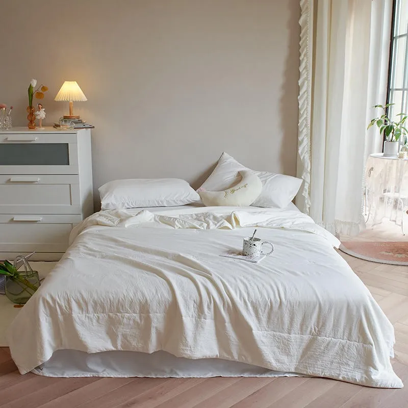 3/4/6pcs Summer Thin Quilt Blanket Flat Sheet Pillow Shams,100 Cotton