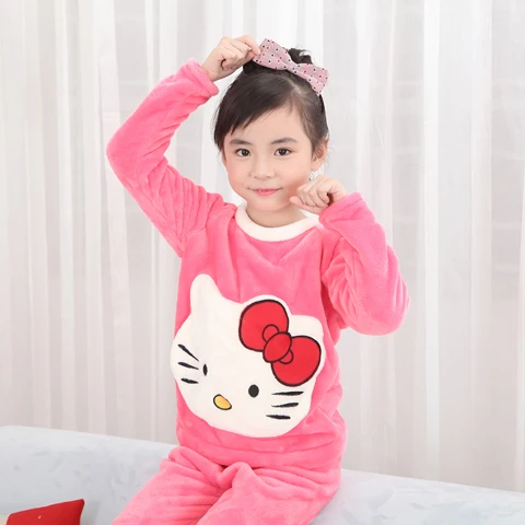 

Wholesale Autumn Winter Children Fleece Pajamas Warm Flannel Sleepwear Girls Loungewear Coral Fleece Kids Homewear Boys Pyjama