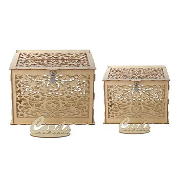 

DIY Wedding Gift Wooden Card Money Box Case With Beautiful Lock Rustic Party Favor Decoration Birthday Supplies