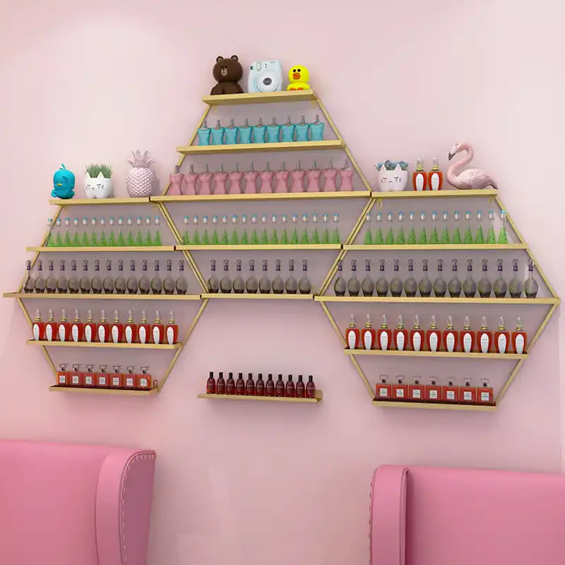 Nordic wall Storage Holders for nail polish manicure shop iron rack