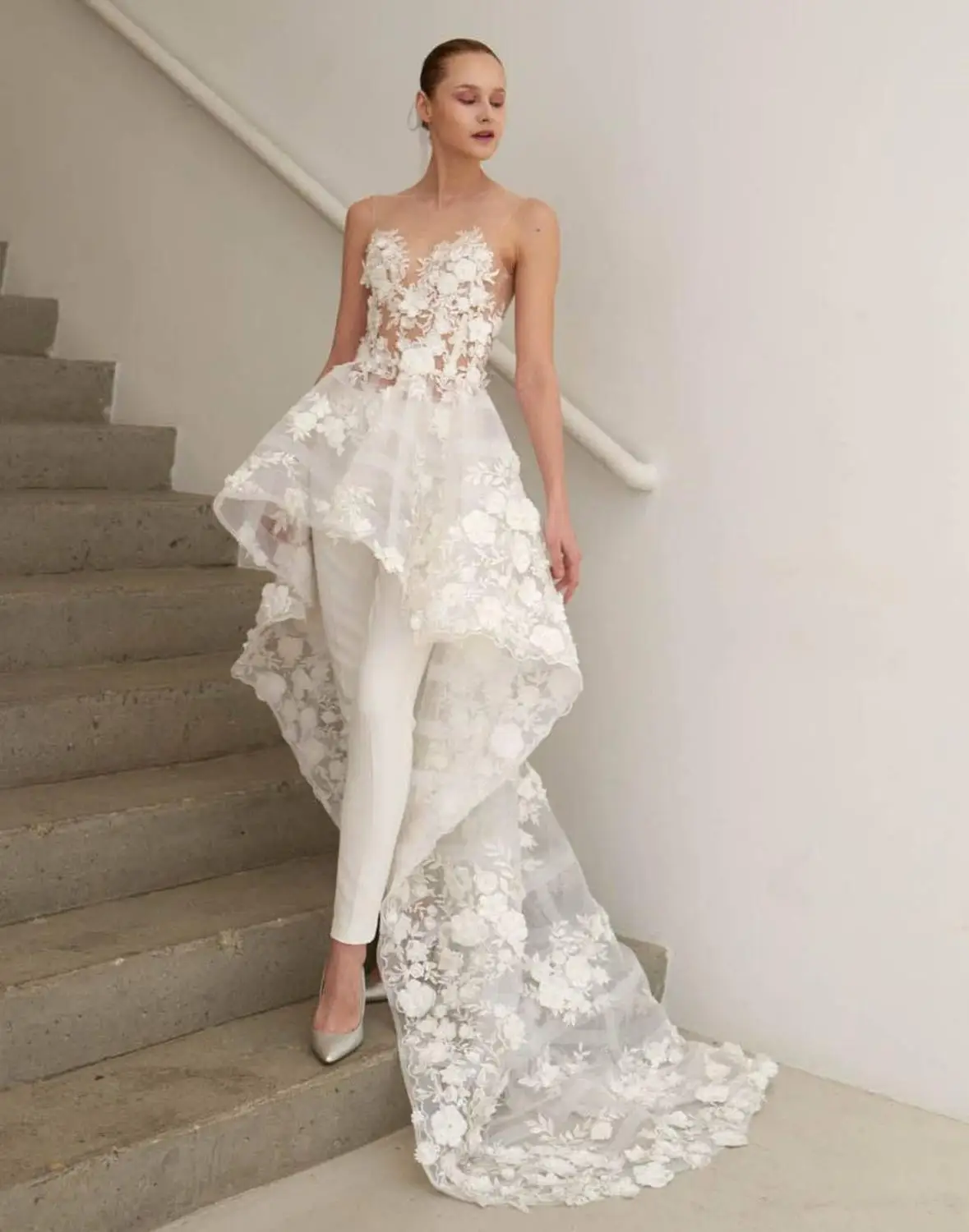 2020 Wedding Dress Pants Suits High Low 