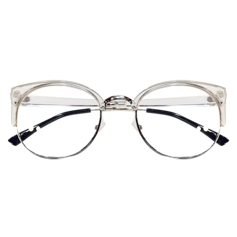Ретро Мужские и женские прозрачные очки, полуоправа, кошачий глаз, оптические очки, металлические очки - Цвет оправы: TW