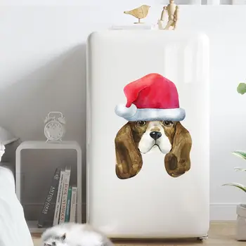 

Christmas puppy Wall sticker new Year festival home decoration mural bathroom living room window wallpaper Christmas stickers