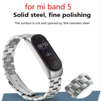 

Original Metal Strap For Xiaomi Mi Band 5 Screwless Stainless Steel Bracelet Wristbands Replace Accessories For Mi Band 5