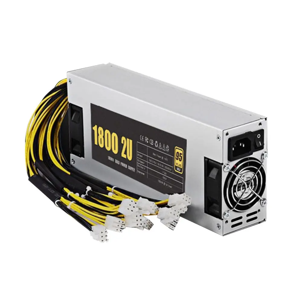 

2U 1800W 160-240V ATX Computer Power Supply For Mining Machine Support Graphics Card Output Rated Bitcoin Power