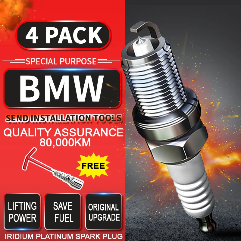 

4pcs Spark Plug Glow Plugs Iraurita Platinum for BMW X5 E53 2000-2006 4.8is 4.4i 3.0i 4.6is 4.4i Dual Iridium
