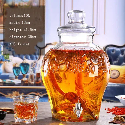 10L abs Высокое качество стеклянная бутылка для вина энзимная банка с/без крана несвинцовые стеклянные фруктовые сверкающие алкогольные бутылки - Цвет: 10L abs