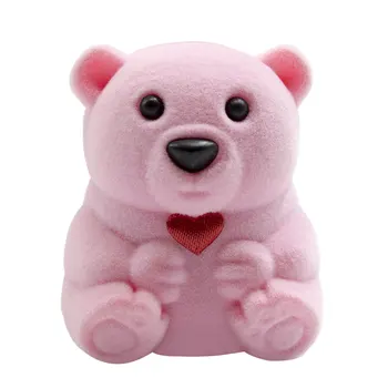 

Velvet Bowknot Bear Ring Earring Bracelet Jewelry Display Box Case Wedding Ring Valentine's Day Gift Organizer