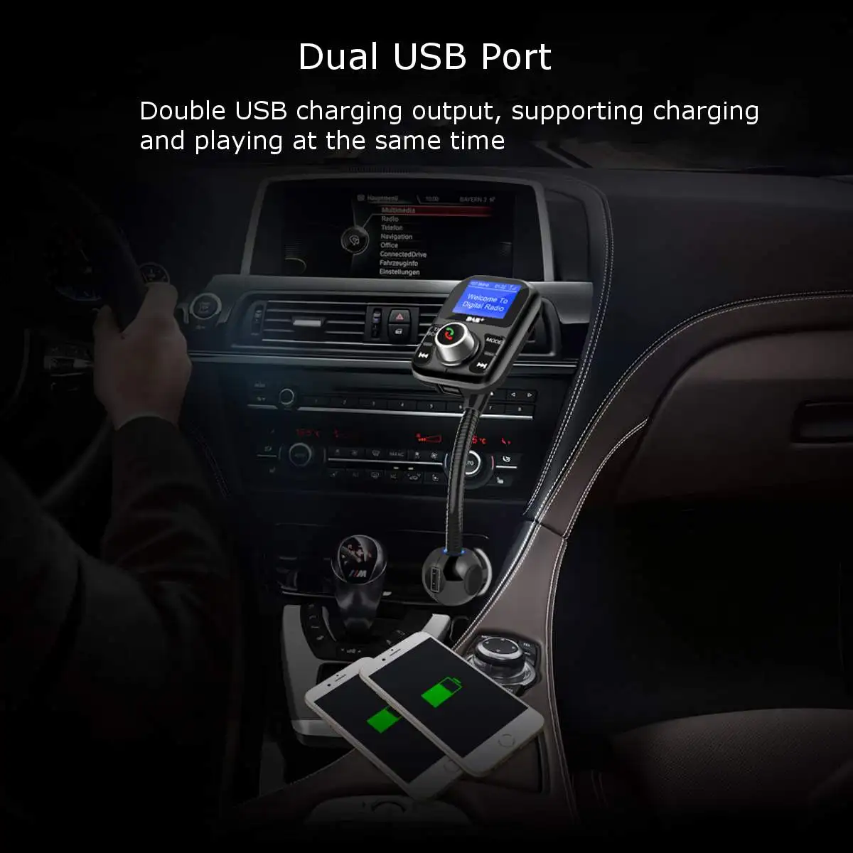 DAB беспроводной bluetooth fm Автомобильный передатчик и dab автомобильный радиоприемник usb громкой связи с антенной