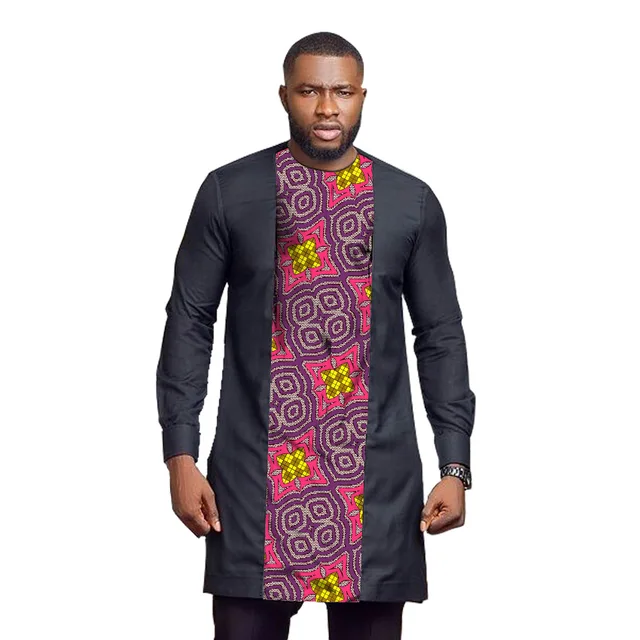 Okafor Long Sleeve Dashiki  Patchwork  T-Shirt - Image 4