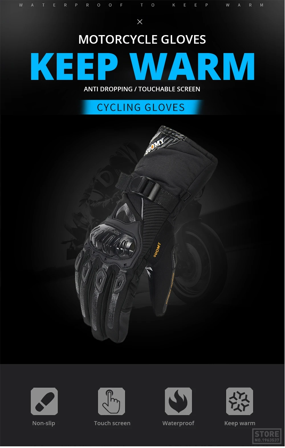 Winter warm motorcycle gloves Waterproof windproof Guantes Moto Luvas Touch Screen luva motociclista luvas moto