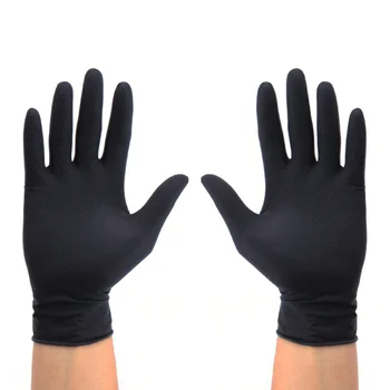 

10Pcs Hair Salon Laboratory Gloves Reusable Latex Gloves Salon Hair Color Dye Gloves Medium Size (Black)