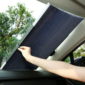 

Car Sunscreen Insulation Sunshade Automatic Retractable Folding Front Windshield Visor Curtain Blackout Curtain Light Barrier