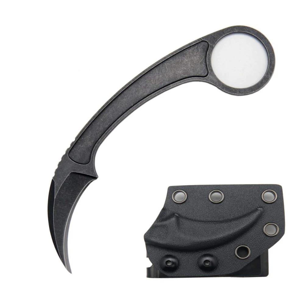 

Promithi Karambit Claw Knife with Fixed Blade Tactical Knife D2 Steel Blade Outdoor Hunting, Survival, Tactical and EDC Tool