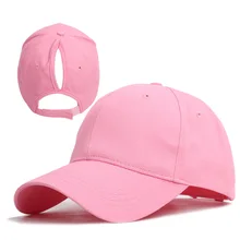Solid Color Ponytail Baseball Cap Women Ladies Hat Open Mouth Red Pink White Black 5 Colors