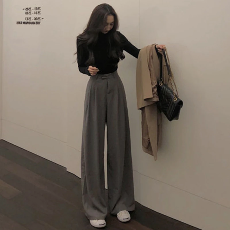 YAMDI high waist women pant female spring autumn 2020 wide-leg long flare pants woman elegant solid chic maxi trouser pantalon YAMDI high waist women pant female spring autumn 2020 wide-leg long flare pants woman elegant solid chic maxi trouser pantalon