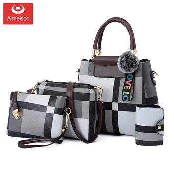 

New 4PC Handbag Lady Fashion Shoulder Bag Multi-Piece Set 2020 Tassel Shoulder Bag Diagonal Wallet Wallet Wallet Wallet Wallet