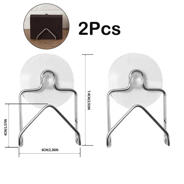 Kitchen Stainless Steel Sponges Holder Storage Rack Self Adhesive Sink Sponges Drain Drying Rack Kitchen Sink Storage Stand 3PCS Type A---2PC Holder