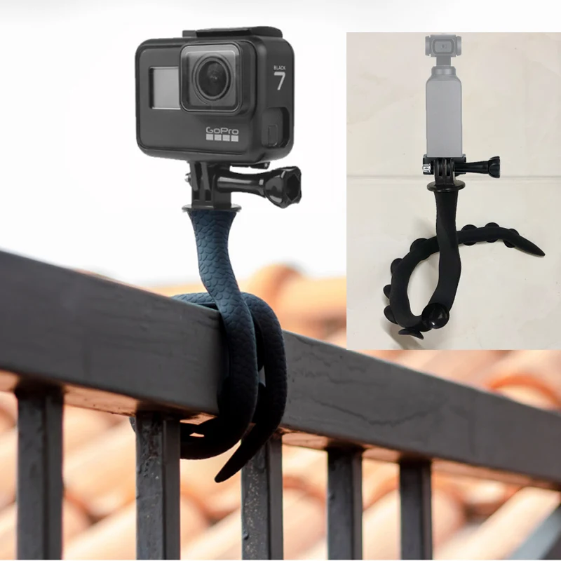 Гибкая форма змеи держатель для камеры присоска кронштейн для Gopro 6 5 SJ4000 SJ8 yi 4k DJI OSMO карманные аксессуары для экшн-камеры