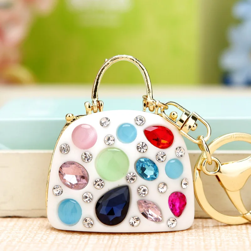 Fashion Rhinestones Flashing Perfume Bottle Keychain Beautiful Lipstick Keychain Key Ring Exquisite Women's Crystal Charm Gift - Цвет: Style7