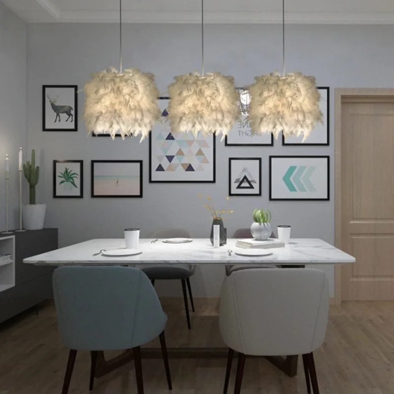 

Creative Personality Feather Chandelier Restaurant Living Room Simple Bedroom Warm Princess Porch Mini Nordic Small Chandelier