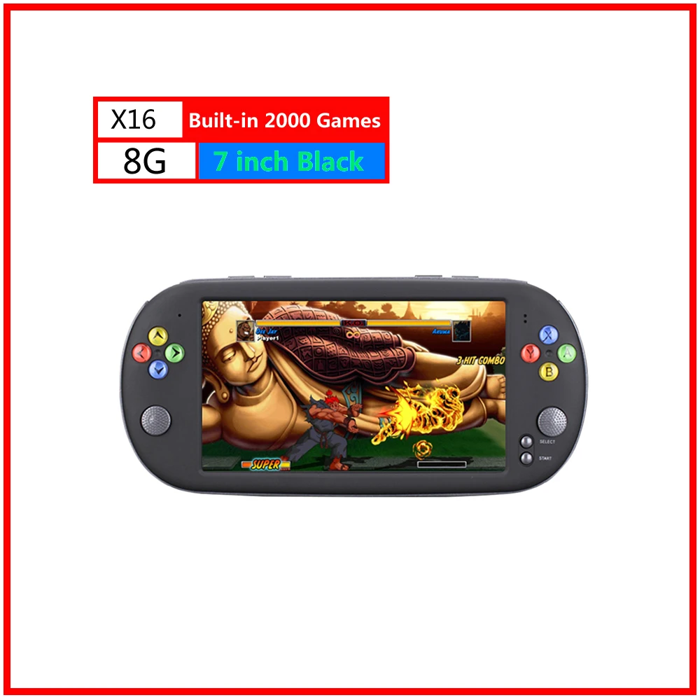 X12/X9/X16 портативная игровая консоль 8 Гб 16 Гб встроенные 2000 игры для psp игровой плеер для FC/GB/GBA/NES/SFC/PS gaming - Цвет: X16 8G Black