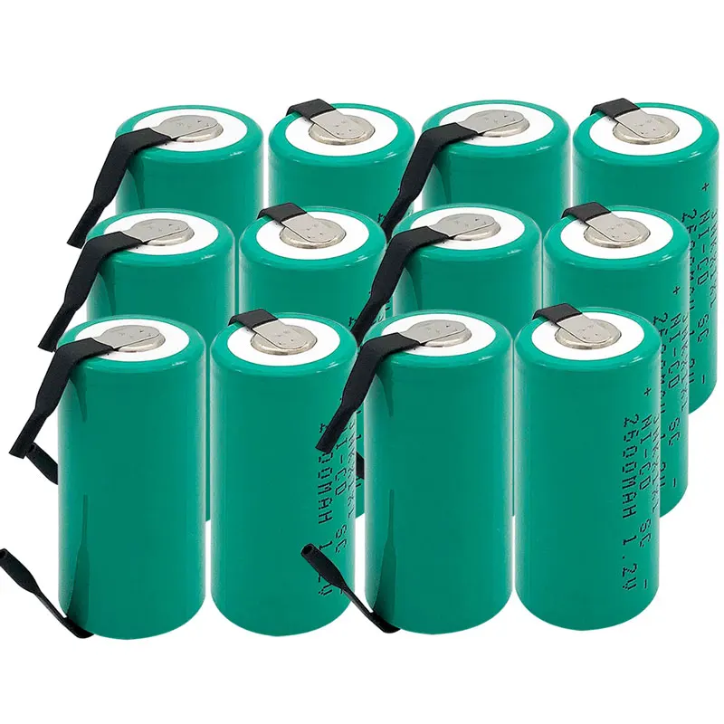 10 шт. 1,2 V Sub C Ni-CD зеленый цвет 2600mAh аккумуляторная батарея может быть заменена батарея с Tab A расширение