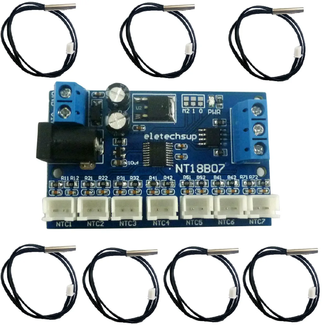 7x10K 3950 1% NTC и 7CH RS485 Плата датчика температуры Modbus Rtu дистанционный модуль сбора для