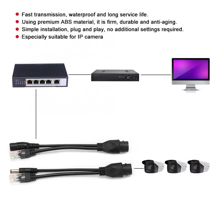 5 пар Ethernet POE сплиттер адаптер-форсунка DC12V водонепроницаемый для ip-камеры Ethernet POE сплиттер