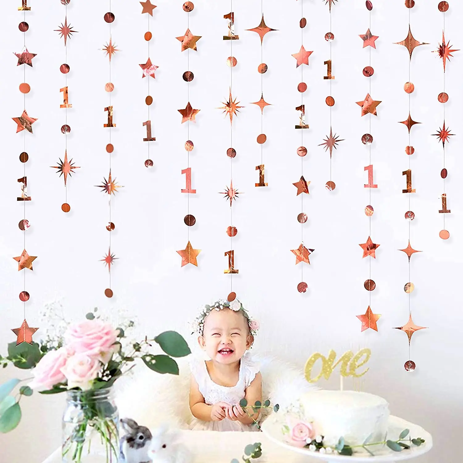 Rose Gold Birthday Celebration Hanging Streamer Decorations