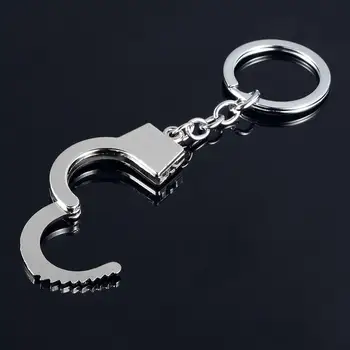 

Silver Mini Handcuffs Key Chain Ring Hand Irons Cuffs Wrist Restraint Keyring Fashion Creative Men MetalHandcuffs Key Chain