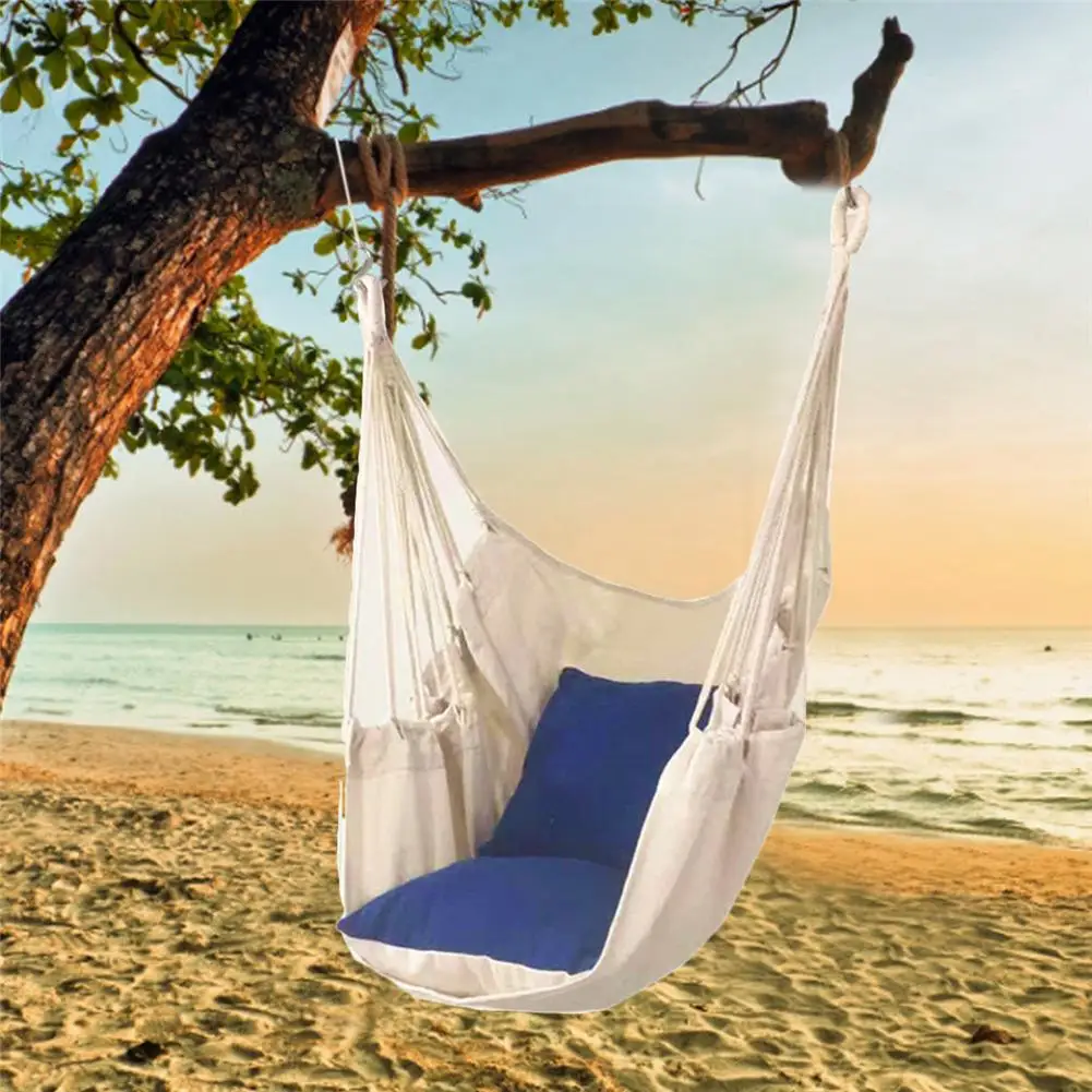 

Hanging Chair with Cushion Canvas Swing Chair Seat for Children Adult Student Dormitory Courtyard