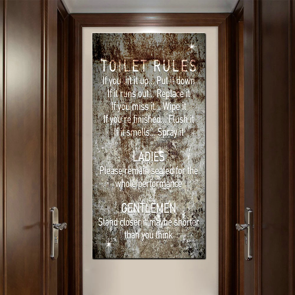 Современный Ресторан Бар Настенный декор Правила пользования туалетом в ретро