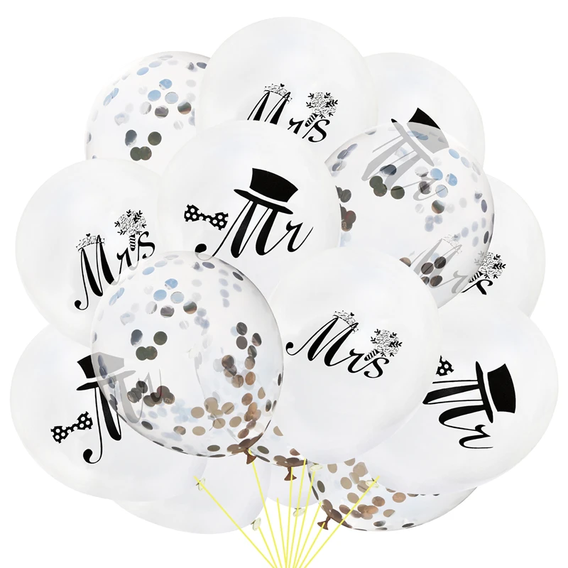Liviorap 15 шт Mr Mrs свадебные украшения, воздушные шары для свадебной вечеринки латексные шары круглые надувные воздушные шары с конфетти