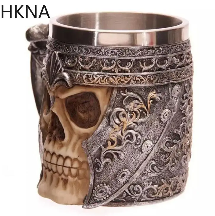 HKNA 3D кружка-Череп двойные резиновые чашки из нержавеющей стали с черепом