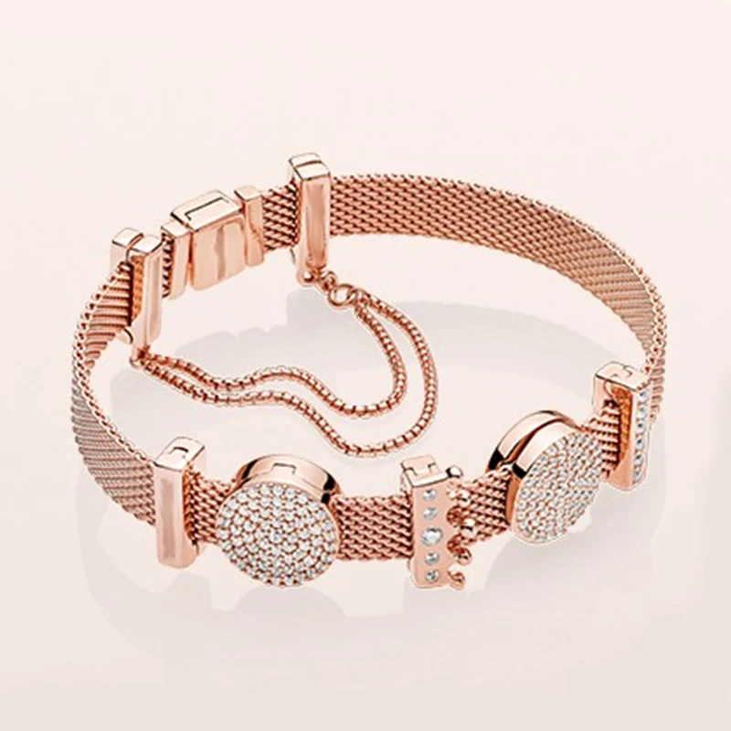 KAAOER ювелирные изделия 925 пробы серебро 11 pandoras Корона из розового золота с бриллиантами широкий браслет Модный женский