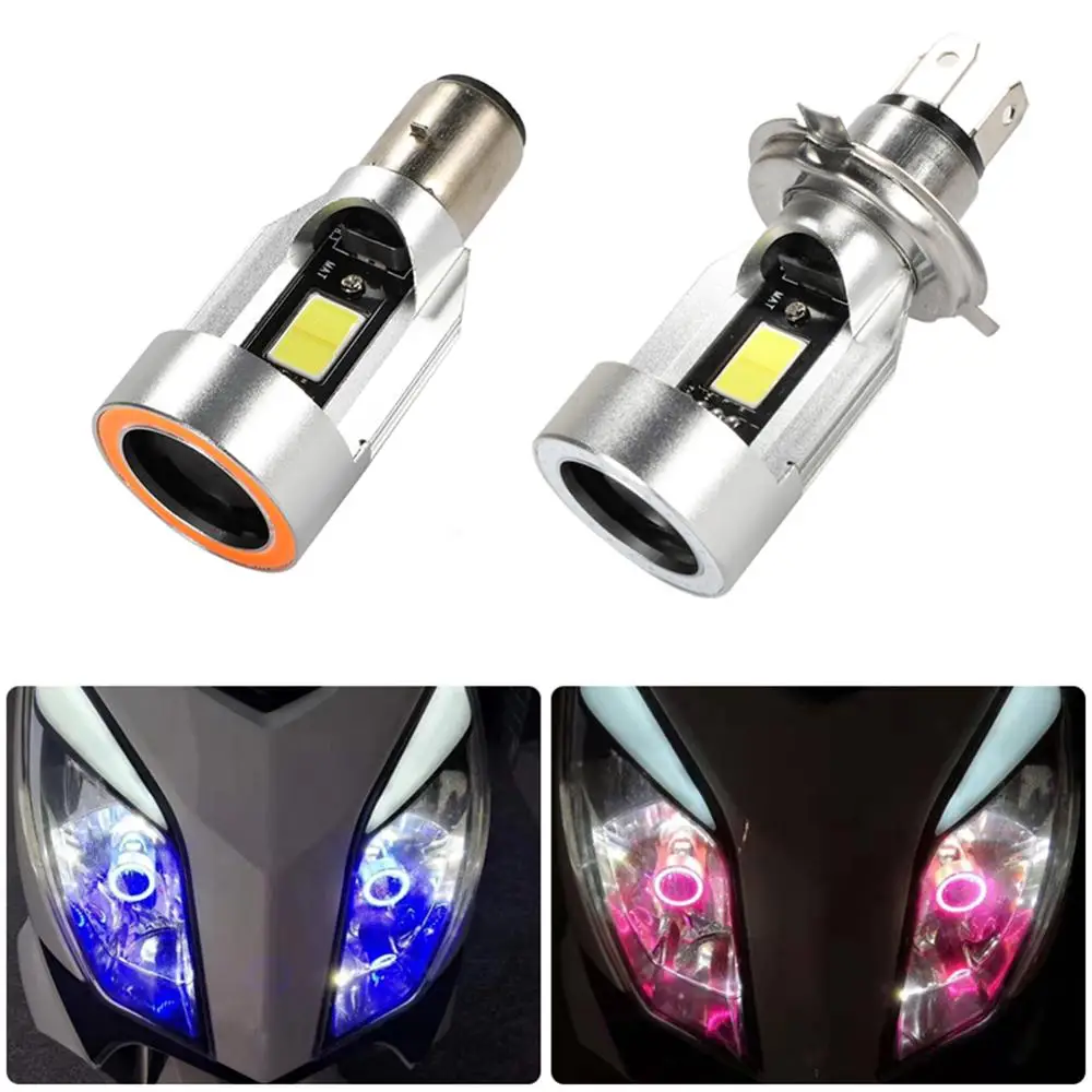 Bombillas LED para faro delantero de motocicleta, lámpara H4, BA20D, HS1,  con ojo de Ángel, para Scooter y coche eléctrico, 1 ud. - AliExpress