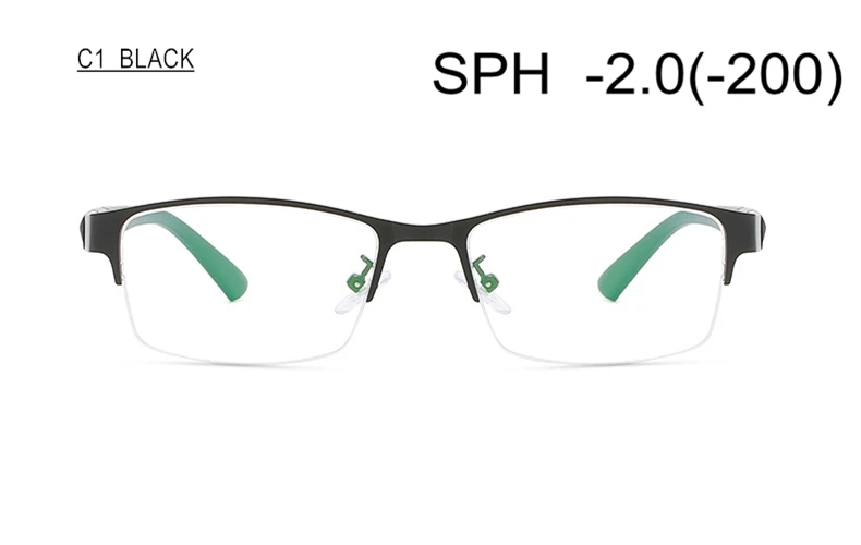 Myopia Glasses Diopter-0.5-1-1.5-2-2.5 To-6 Women Men Upscale TR90 Half Frame Finished Prescription Spectacles Nearsighted - Цвет оправы: C1 (-2.0)