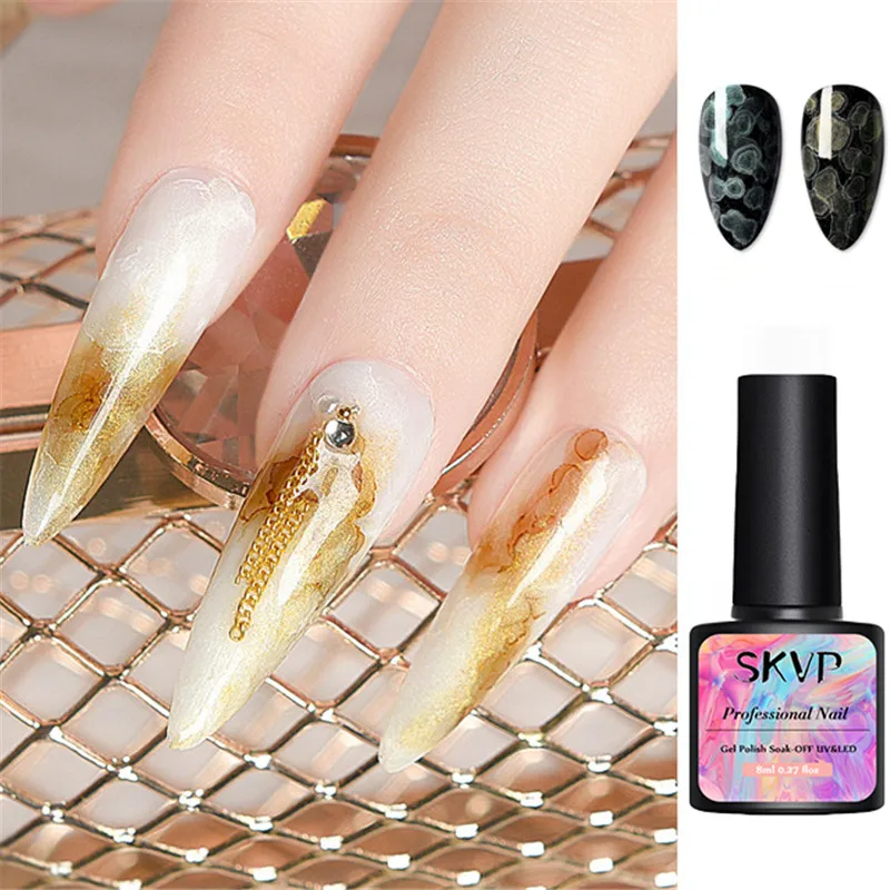 

SKVP Watercolor Ink Gel Nail Polish Glitter Pearlescent Blooming Liquid Polish UV Gel Effect Marble Smudge Nails Gradient