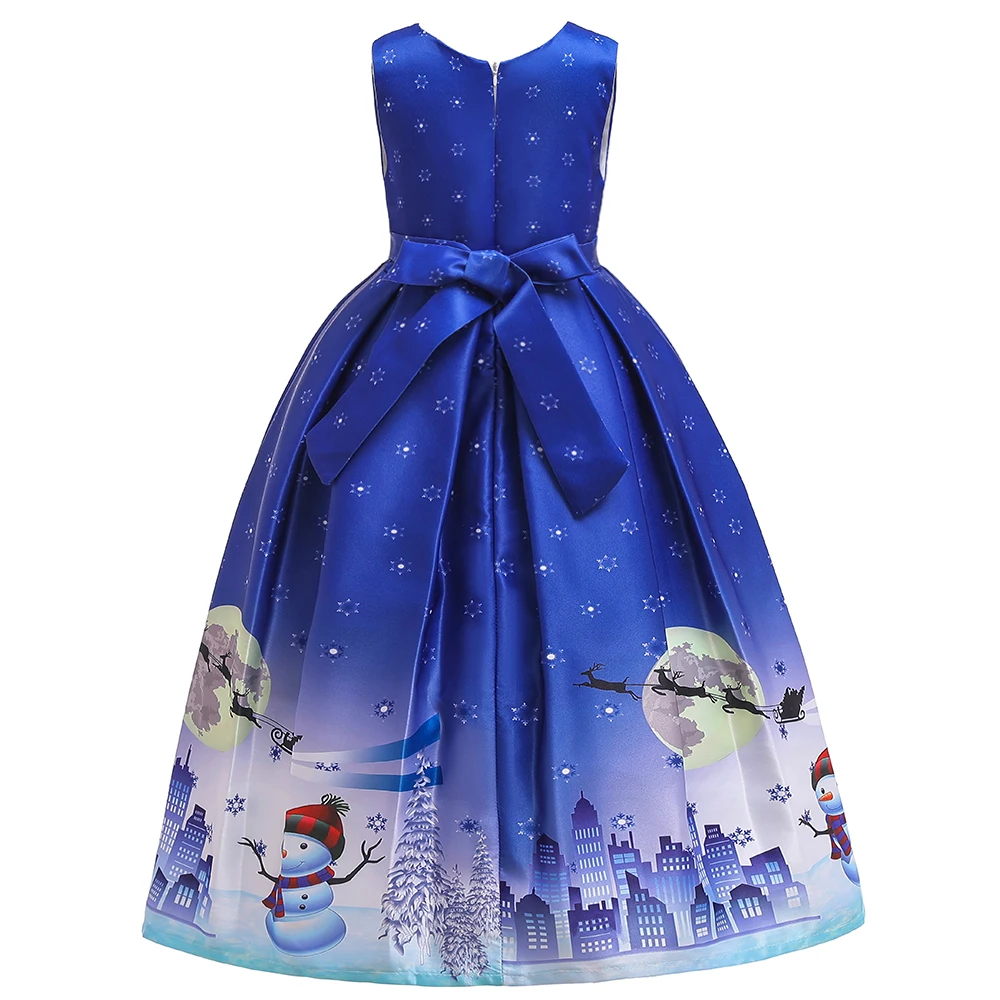 Новое рождественское платье для маленьких девочек элегантное праздничное платье принцессы Детское платье с принтом для девочек вечернее платье-пачка для детей от 4 до 14 лет