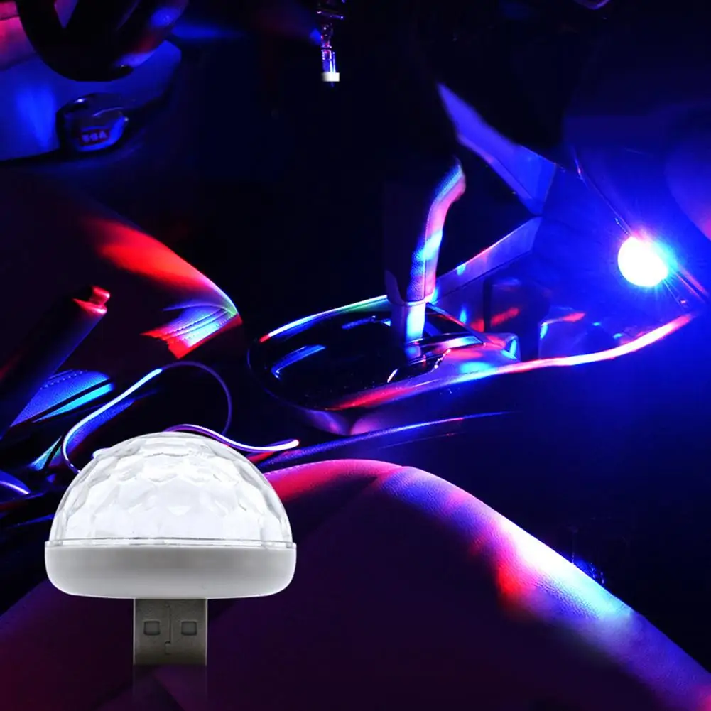 Автомобильный светодиодный DJ RGB-светильник с USB цветная музыкальная атмосфера