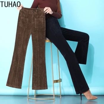 

Fall Winter Corduroy Pants Elegant Vintage Office Lady Flared Pants Women's High Waist Pants Women's Pant Trousers LZ68