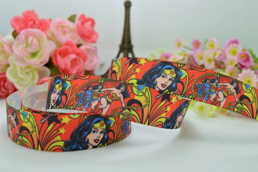 7/" 22 мм Wonder Woman Hero печатная корсажная лента hai rbow ручная работа OEM 50YD