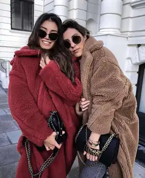 

Plus Size Fur Jacket Woman Faux Fur Coat Winter Coat Women Oversize Leopard Teddy Coat Pink Long Sleeve Autumn Female Fur Coat