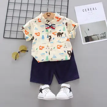 

New Summer Baby Clothes Suit Children Boys Fashion animal Shirt Shorts 2Pcs/sets Toddler Formal Clothing Infant Kids Tracksuits
