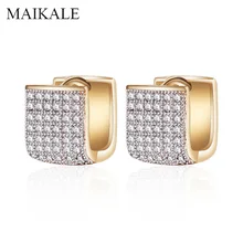 MAIKALE Роскошные u-образные серьги с цирконием кубической огранки для женщин золотого и серебряного цвета темпераментные серьги корейские очаровательные подарочные украшения
